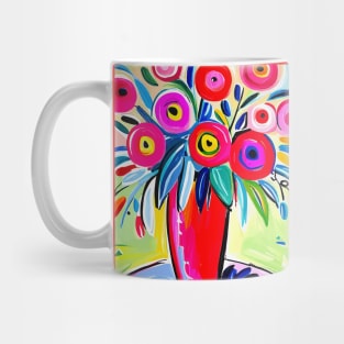 Cute Abstract Flowers in a Pink Vase Still Life Painting Mug